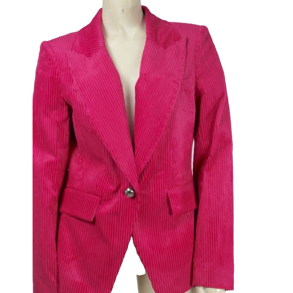 Veronica Beard Lia Dickey Pink Velvet Blazer Jacket Single Button Style Size 8 - Picture 4 of 16